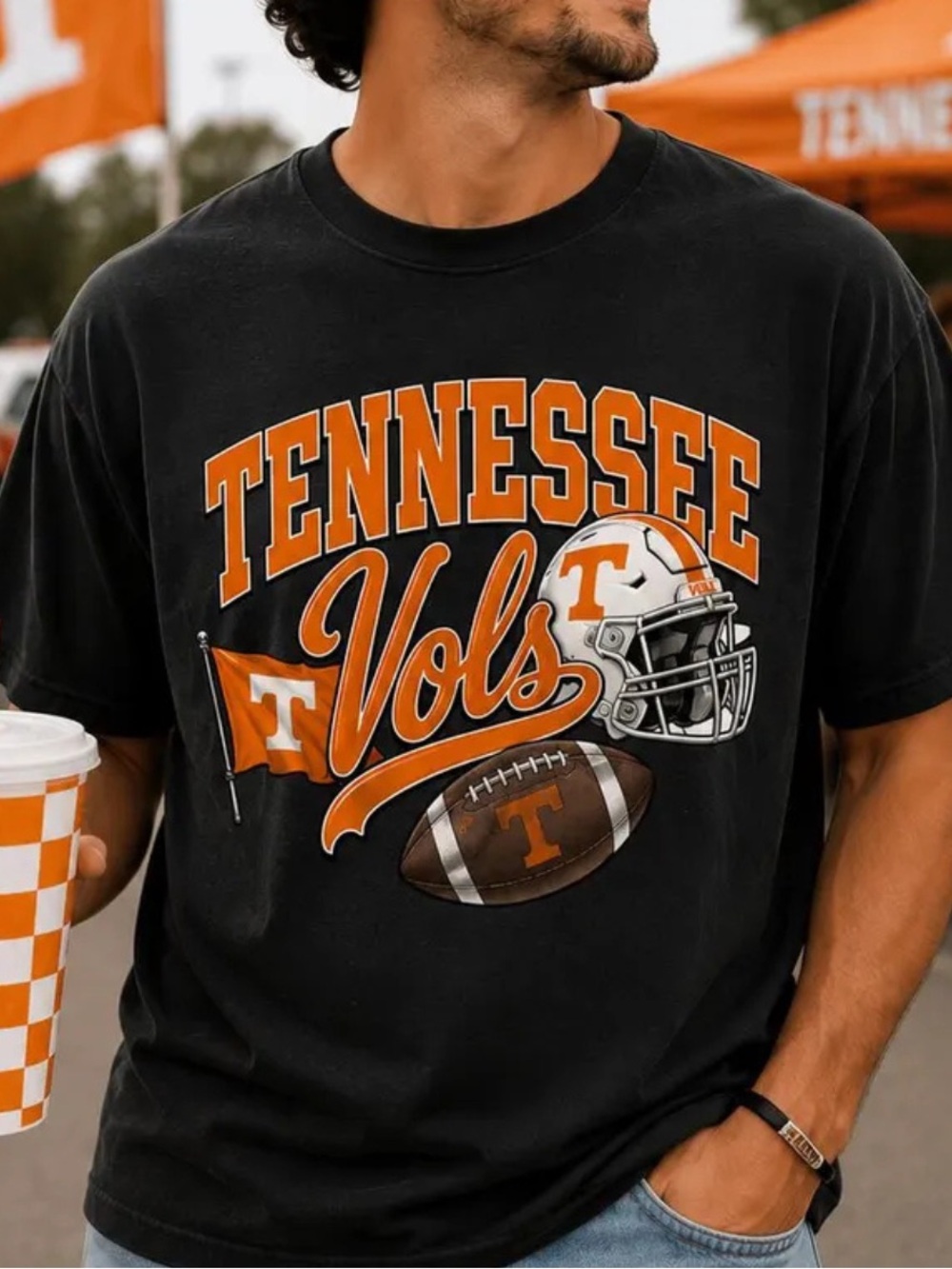 Tennessee Vols Graphic Tee - Gildan Black Classic Shirt Design For Game Day Wear